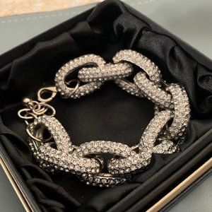 Crystal Chain Link Bracelet in Silver